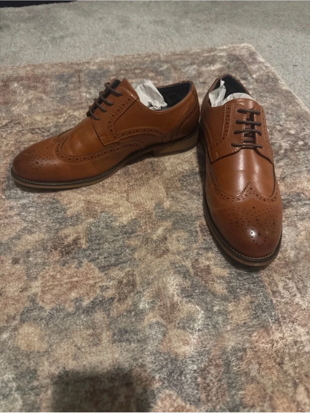 Men's Brown Leather Wingtip Derby Shoes
